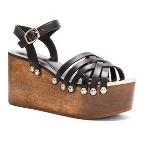 RACHEL ZOE Brandy Mae calfskin sling back platform sandal women’s shoes casual